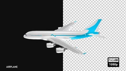 3D Animated Airplane Flying and Rotating with Alpha Channel