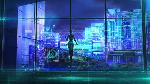 Sci-Fi-Handlung mit Android und Infografiken HD