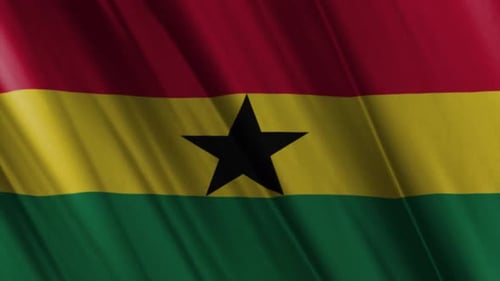 Ghana National Flag Waving Seamless Loop Animation