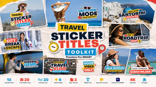 Travel Sticker Titles Toolkit | Premiere Pro MOGRT