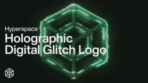 Hyperspace - Holographisches digitales Glitch-Logo