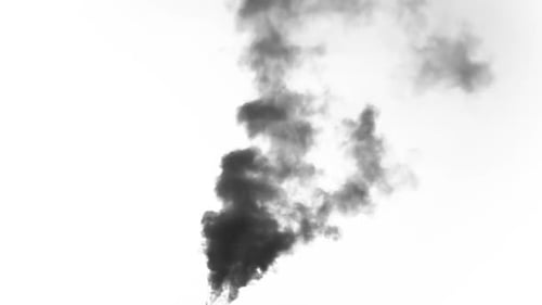 Dark Grey Smoke Rising on White Background