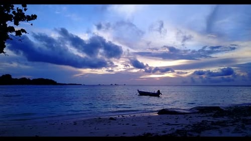 Aerial above sky of tropical resort beach vacation by blue ocean with clean sand background of a day
