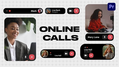 Modern Online Video Call and Messaging Interface Graphic Elements