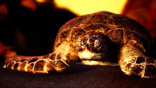 Tortue de mer sur la plage