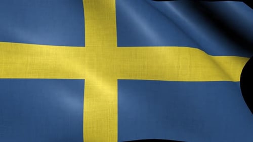 Waving Swedish Flag with Realistic Fabric Texture