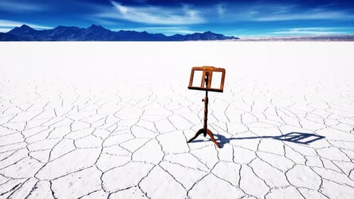 an Old Music Stand is on White Salt Desert