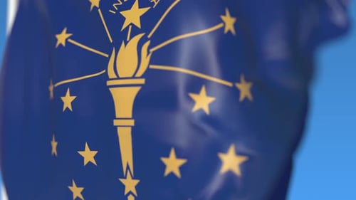 Dynamic Waving Indiana State Flag with Realistic Fabric Motion