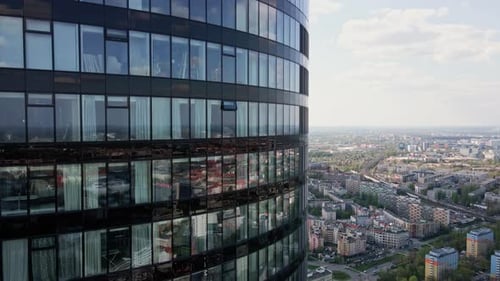 Aerial View of Modern Office Building with Big Windows