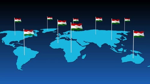 Animated Tajikistan Flags on World Map