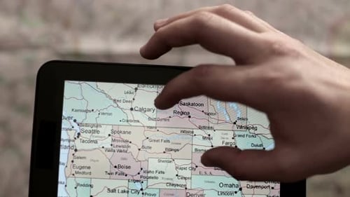 Hand Gestures on Digital Map on Tablet