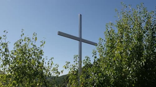 Crucifixion of Jesus instrument representation slow tilt 3840X2160 UltraHD footage - Tilting on Chri