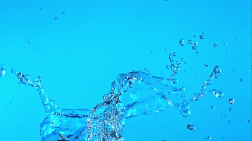Water Splashes on a Blue Background