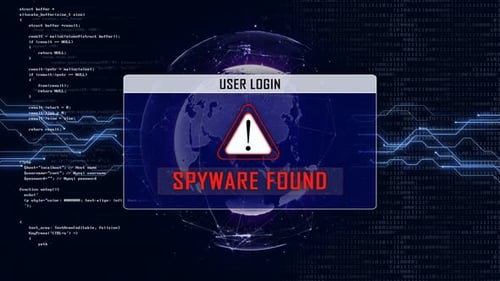 Texto encontrado e interface de login do usuário do SPYWARE
