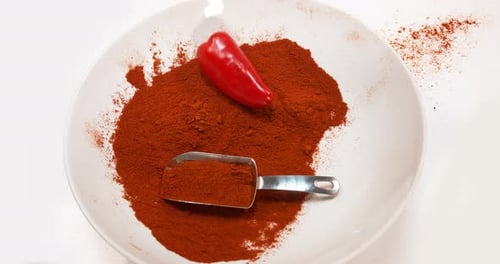 Paprika, capsicum annuum, falling against White Background, Slow Motion 4K