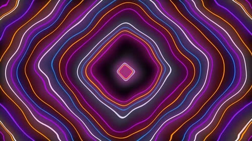 Vibrant Glowing Abstract Neon Wavy Lines Background Loop