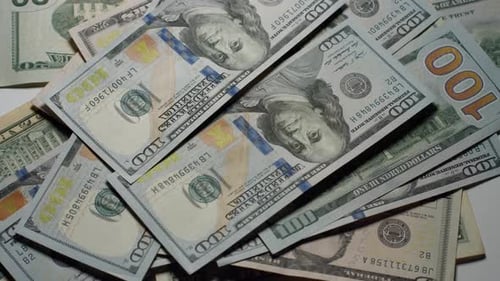 Pile of United States Currency Close Up