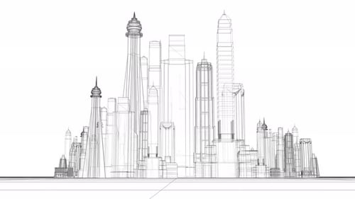 Estrutura de arame digital em órbita Metropol City Seamless Loop