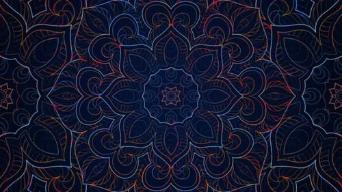 Decorative Glowing Mandala Kaleidoscope Pattern Loop
