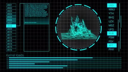 Futuristic Digital HUD Elements with Data Network Visualization