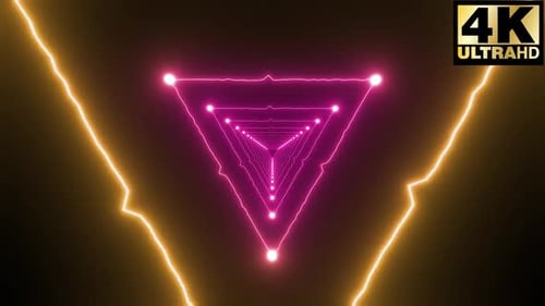 Abstract Neon Triangle Tunnel Seamless Loop Background