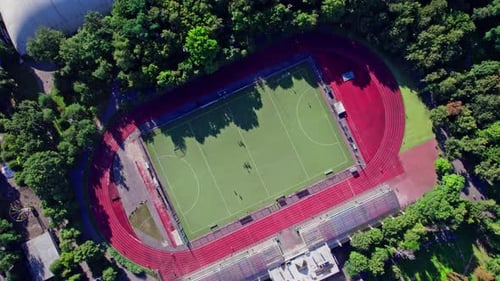 Aerial View of Small Soccer or Football Stadium