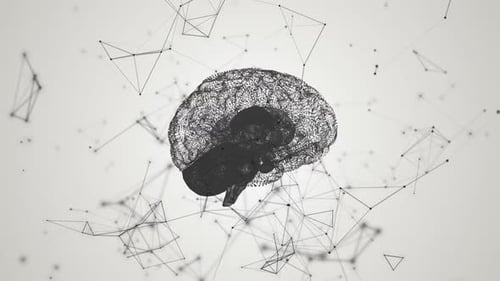 Rotating Brain Forming from Particles in Futuristic Network