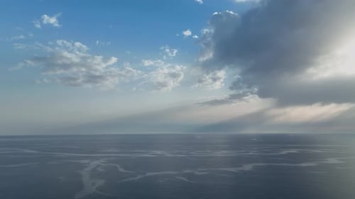 Background Textured Sea Sunset aerial view 4 K