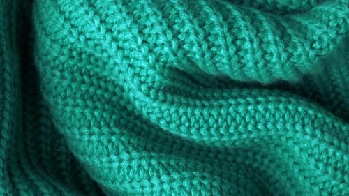 Close Up Emerald Green Knitted Textile Pan
