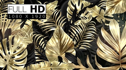Golden Tropical Leaves Elegant Animated Background Loop