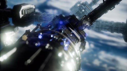 Futuristic Space Station Orbiting Earth