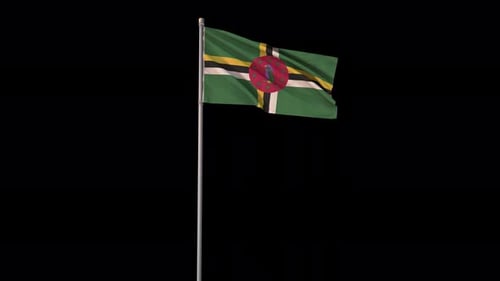 Realistic Waving Flag of Dominica on Pole Loop