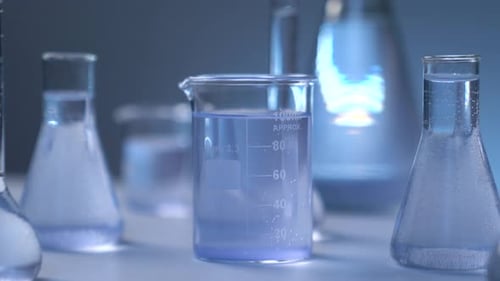 Glass Beakers and Flasks in a Laboratory
