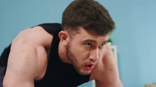 Strong Man Is Doing Mountain Climber Exercise