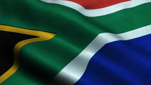 Waving South African Flag with Realistic Fabric Texture