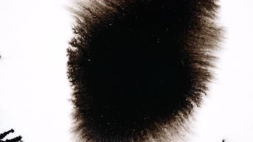 Abstract Black Ink Spreading on White Surface