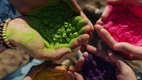 Hands Holding Holi Powder for Celebrations