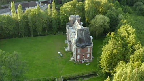 French renaissance castle aerial drone shot loire valley