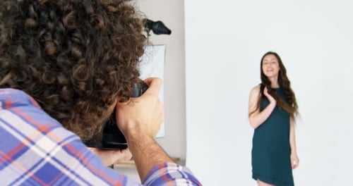 Fashion Model Posing in Studio Photoshoot