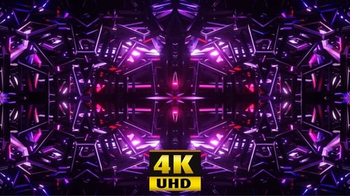 Seamless Loop Neon Lights Futuristic Geometric Tunnel