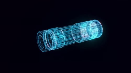 Rotating Blue Wireframe 3D Cylinder Technology Animation