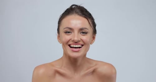 Woman Smiling in Studio Close Up Portrait