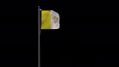 Vatican City Flag Waving on Alpha Channel