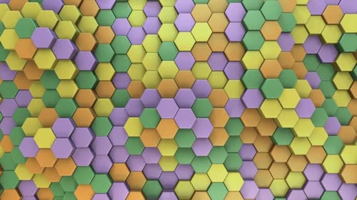 Colorful Hexagon Tiles Rising and Falling Loop