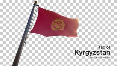 Kyrgyzstan Flag Waving on Transparent Background