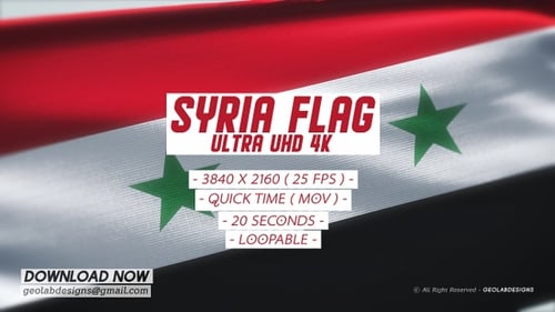 Syria National Flag Waving with Realistic Fabric Texture