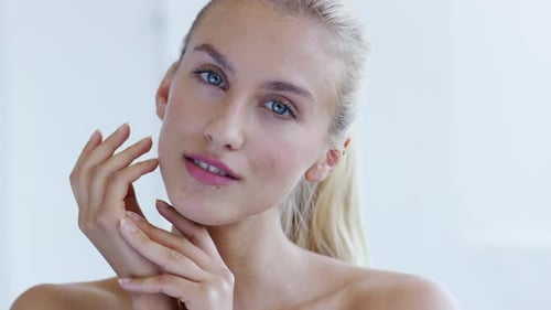 Young Blonde Woman Posing in Close Up