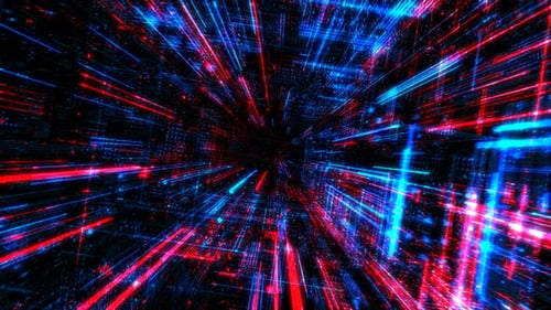 Abstract digital virtual city with technology and connection. 3D render 4K loop