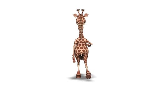Cartoon 3D Giraffe Walk 2 Loops on White