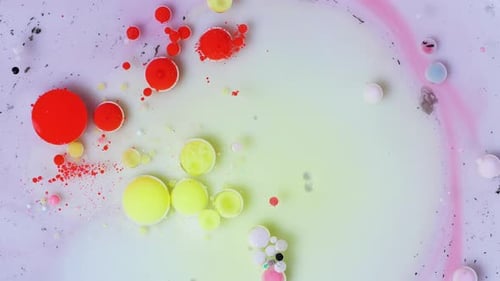Colorful Paint Bubbles Mixing in Abstract Design